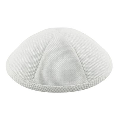 White burlap kippah