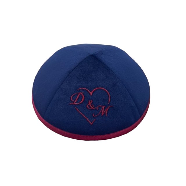 Navy with Burgundy Heart Monogram