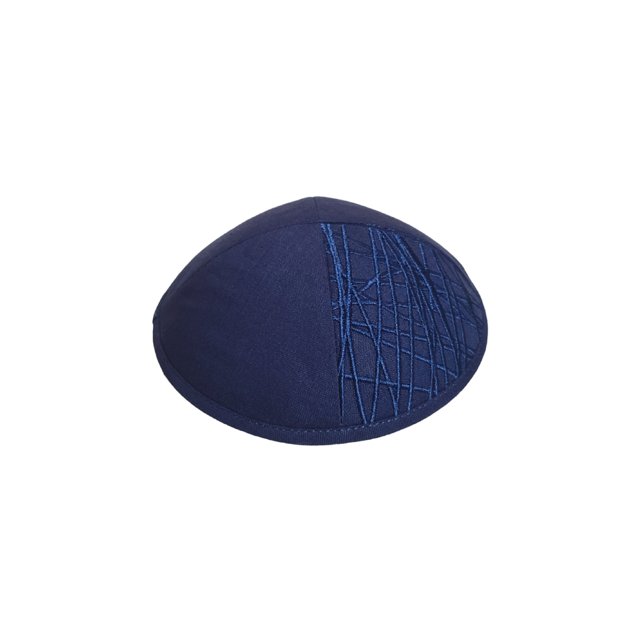 Navy Linen with Blue Embroidery