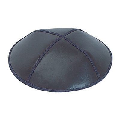 Navy leather kippah