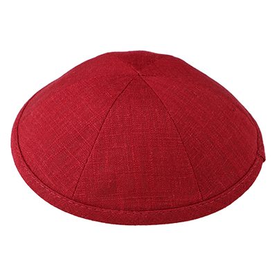 Burgundy linen kippah
