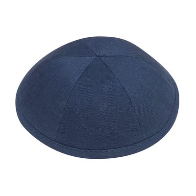 Navy linen kippah