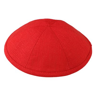 Red linen kippah