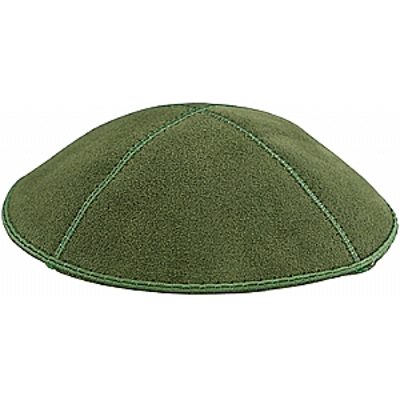 Olive suede kippah