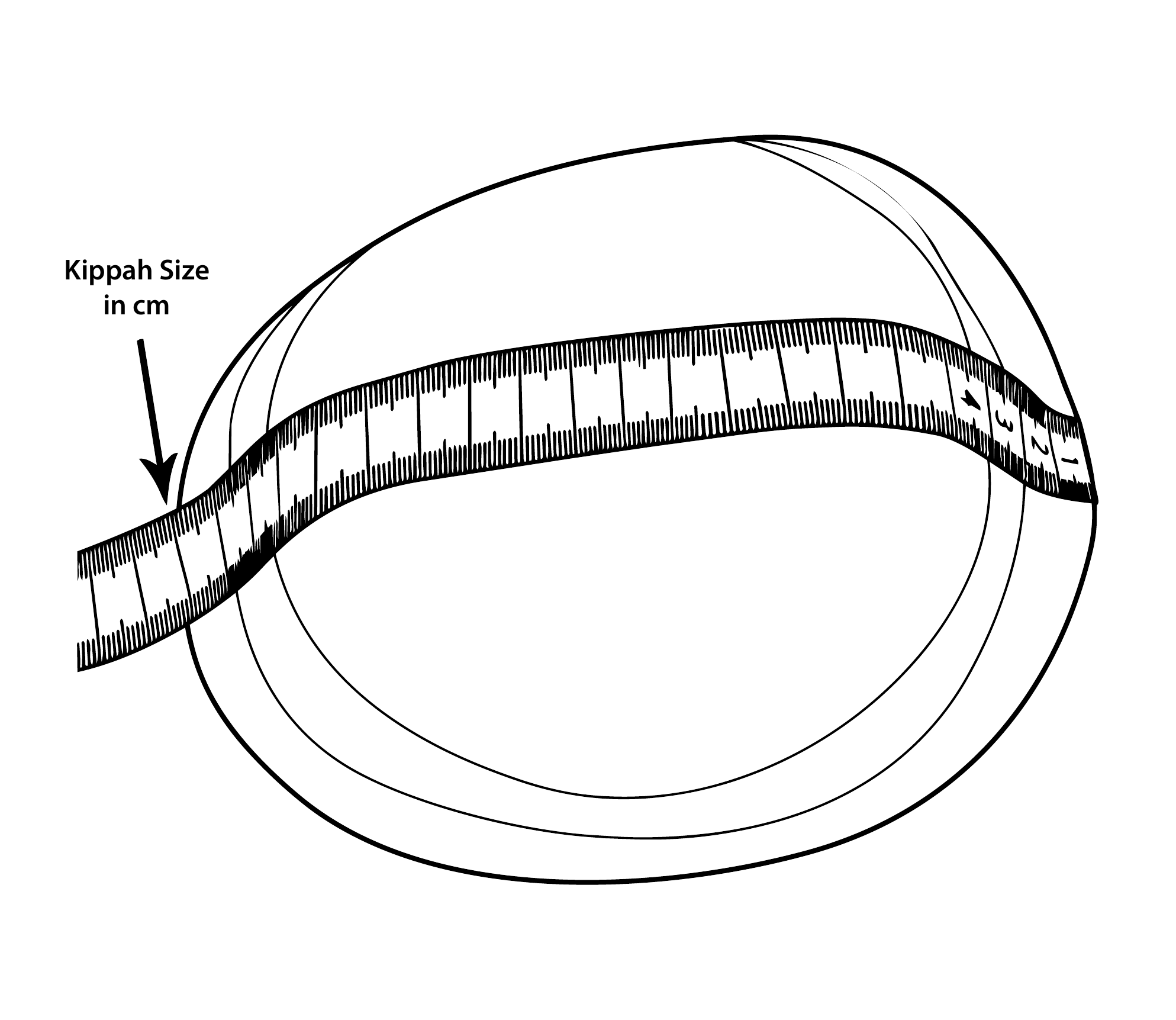 Kippah size measurement diagram